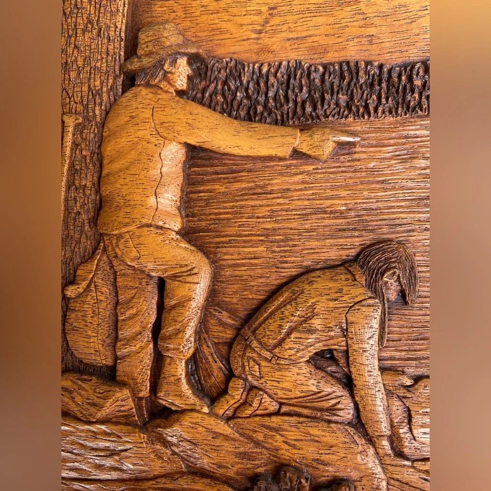 Vintage Kim Murray Hand Carved Faux Wood carving Art Sculpture. 18.5” x 14.5” - Picture 7 of 9